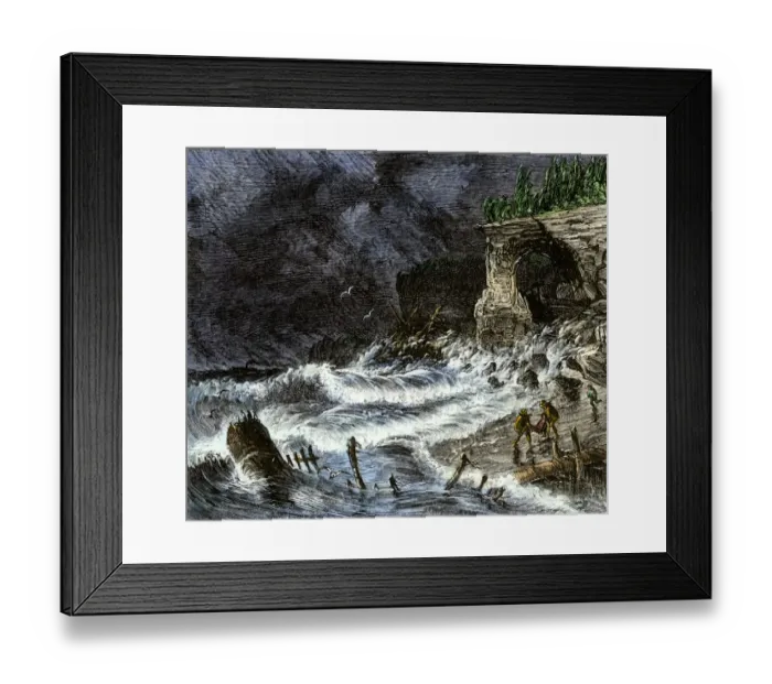 Framed Print : Shipwreck on Lake Superior, 1800s Framed Print : Shipwreck on Lake Superior, 1800s