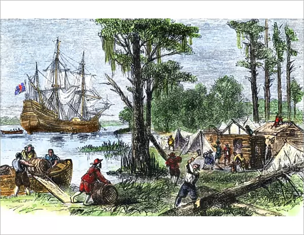 Colonists arrival at Jamestown, Virginia, 1607