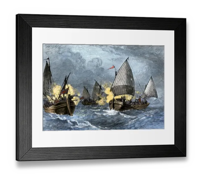 Framed Print : Battle of Pocomoke Sound in colonial Maryland, 1630s Framed Print : Battle of Pocomoke Sound in colonial Maryland, 1630s