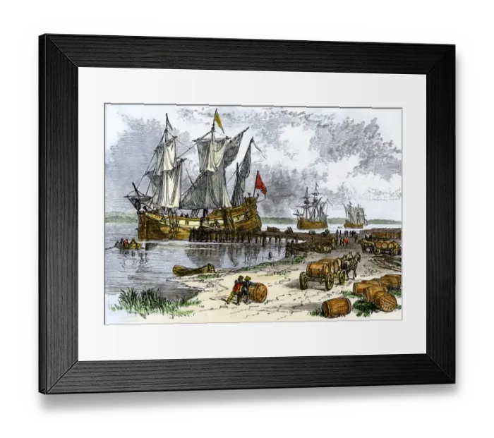 Framed Print : Tobacco ships in the James River