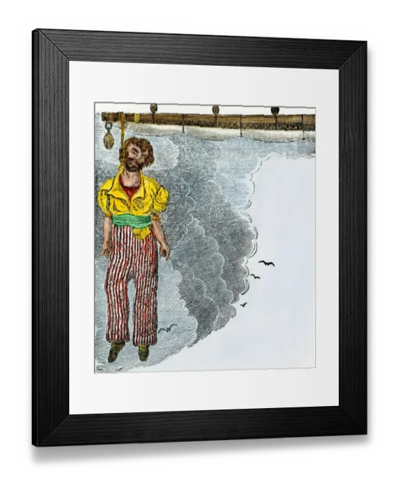 Framed Print : Pirate captain hung from the yardarm Framed Print : Pirate captain hung from the yardarm