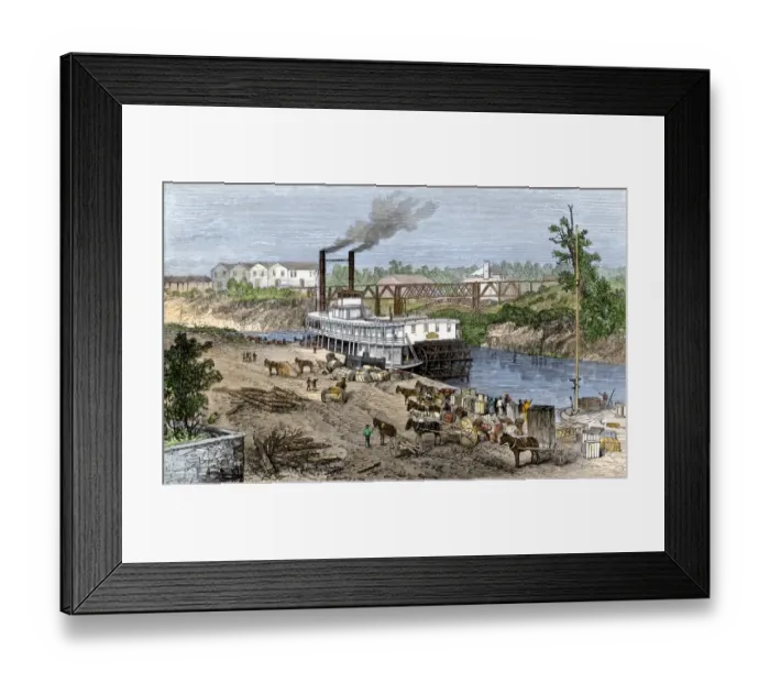 Framed Print : Buffalo Bayou, which became the Houston Ship Canal, 1870s Framed Print : Buffalo Bayou, which became the Houston Ship Canal, 1870s