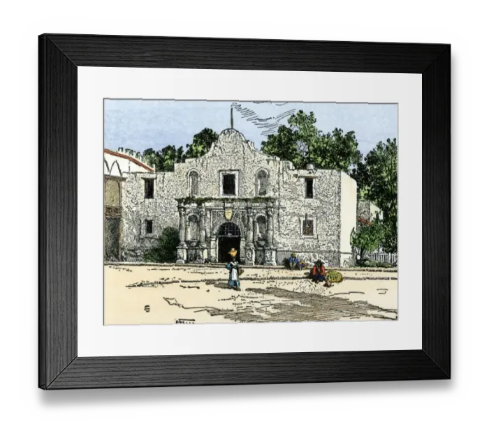 Framed Print : The Alamo in San Antonio, 1800s