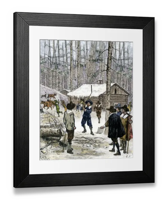 Framed Print : Colonial dispute in Rhode Island, 1600s Framed Print : Colonial dispute in Rhode Island, 1600s