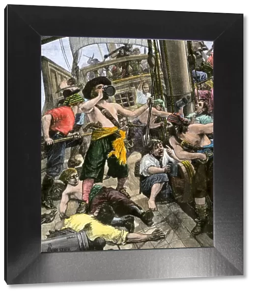 Pirates celebrating aboard ship