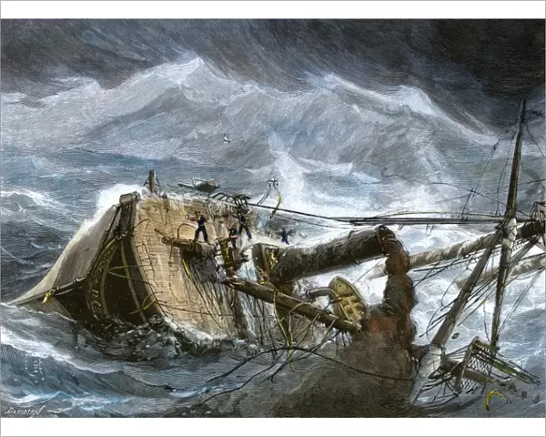 Steamship in a hurricane
