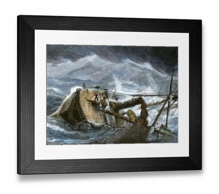 Framed Print : Steamship in a hurricane