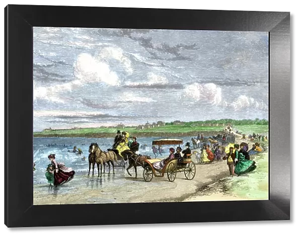 Newport, Rhode Island, beach scene, 1870s