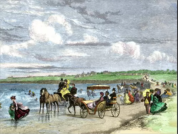 Newport, Rhode Island, beach scene, 1870s