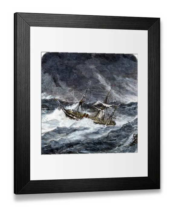 Framed Print : Steamship in an ocean storm