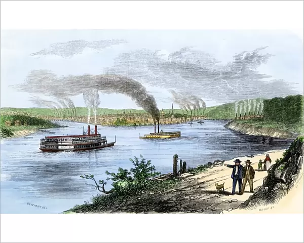 Riverboats approaching Pittsburgh, 1850s