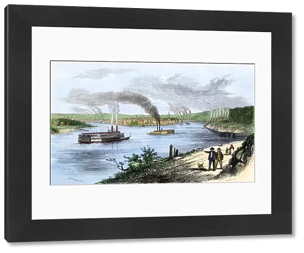 Riverboats approaching Pittsburgh, 1850s