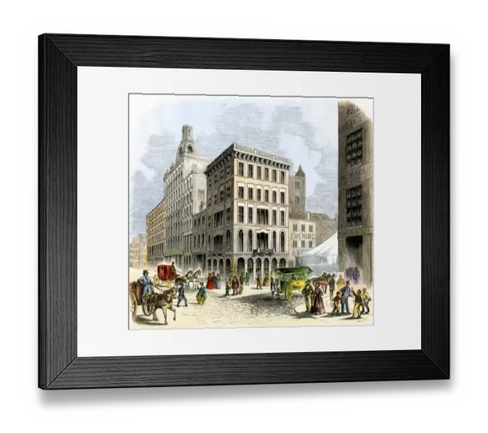 Framed Print : Philadelphia commercial district, 1850s Framed Print : Philadelphia commercial district, 1850s