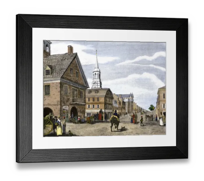 Framed Print : Downtown Philadelphia, about 1800 Framed Print : Downtown Philadelphia, about 1800