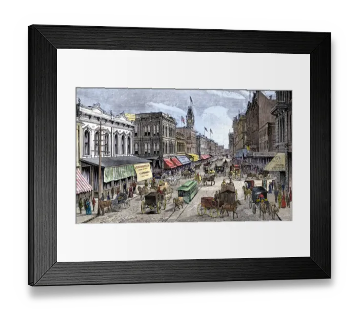 Framed Print : Businss district of Portland, Oregon, late 1800s Framed Print : Businss district of Portland, Oregon, late 1800s