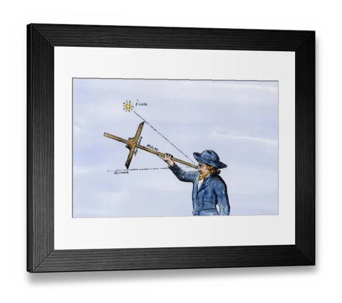 Framed Print : Use of a quadrant for navigation Framed Print : Use of a quadrant for navigation