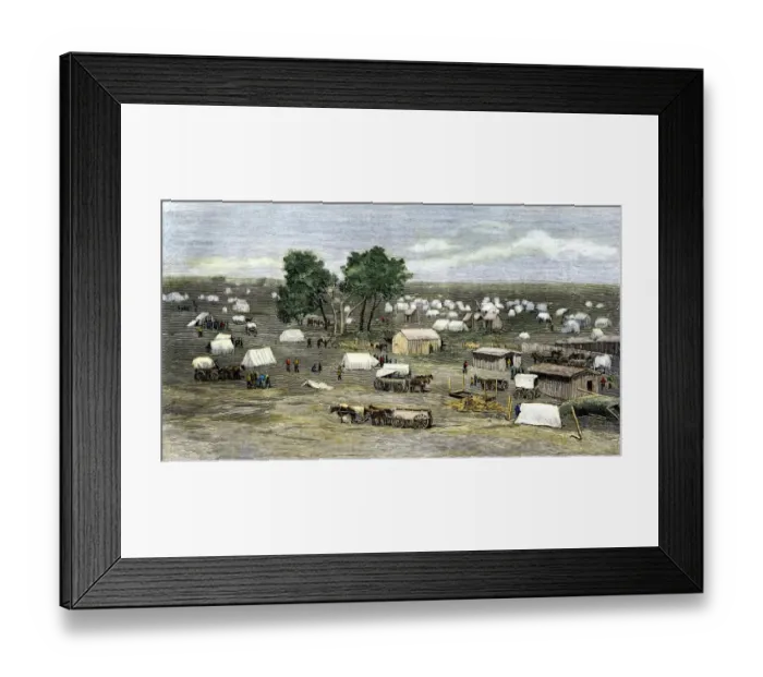 Framed Print : Oklahoma City settlement during the Land Rush, 1889 Framed Print : Oklahoma City settlement during the Land Rush, 1889