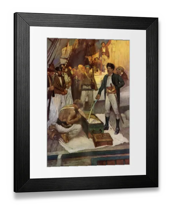 Framed Print : Pirate Jean Lafitte accepts a chest of ransom Framed Print : Pirate Jean Lafitte accepts a chest of ransom