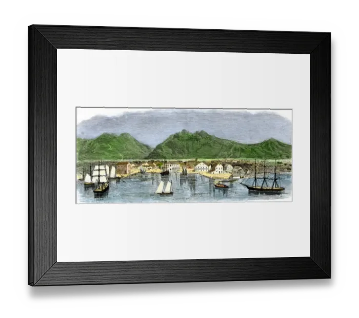 Framed Print : Port of Honolulu, 1870s Framed Print : Port of Honolulu, 1870s