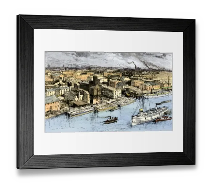 Framed Print : Entrance to the Erie Canal at Buffalo, New York, 1880s Framed Print : Entrance to the Erie Canal at Buffalo, New York, 1880s