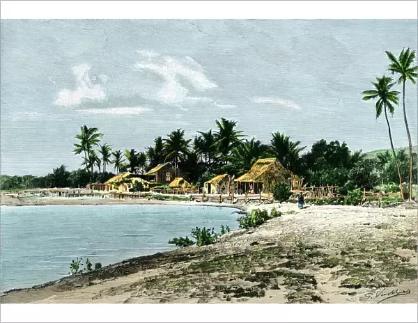 Native Hawaiian village on Kauai, 1800s
