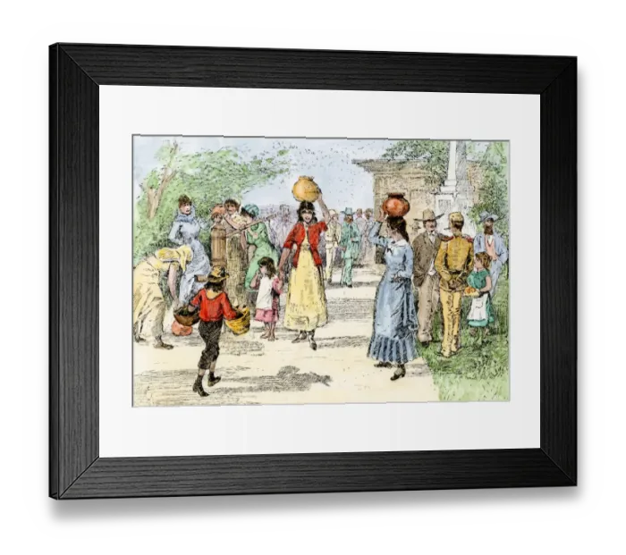 Framed Print : Santa Fe Plaza the center of life in New Mexico, 1800s Framed Print : Santa Fe Plaza the center of life in New Mexico, 1800s