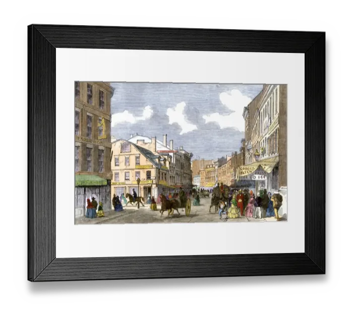 Framed Print : Downton Boston shops, 1850s Framed Print : Downton Boston shops, 1850s