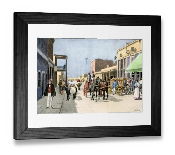 Framed Print : Busy street in Santa Fe in the late 1800s Framed Print : Busy street in Santa Fe in the late 1800s