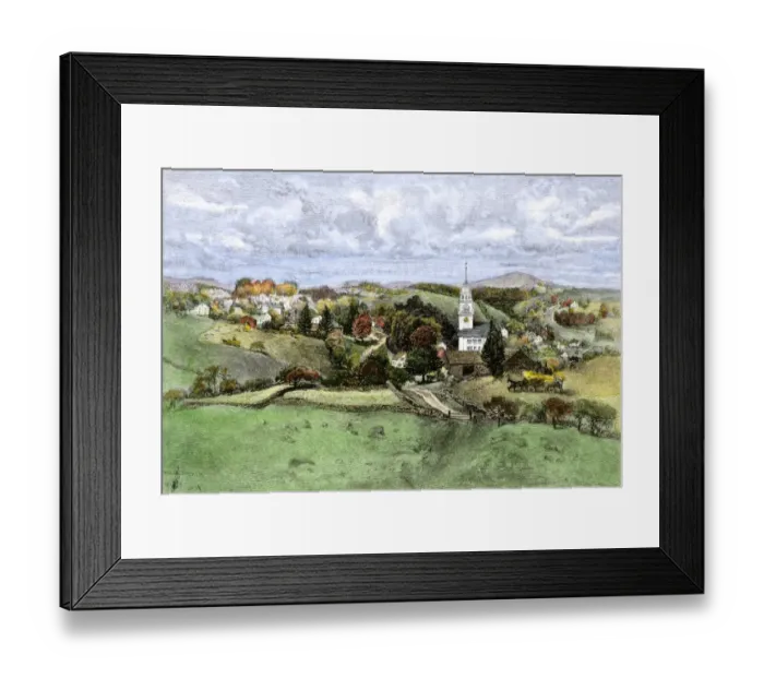 Framed Print : New Hampshire village, 1800s Framed Print : New Hampshire village, 1800s