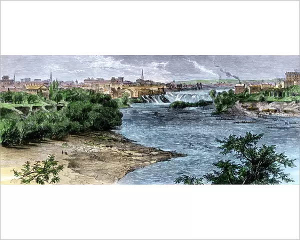 Mississippi River and the city of Minneapolis, 1870s