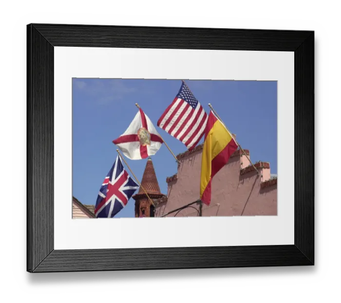 Framed Print : Historic flags in St. Augustine, Florida Framed Print : Historic flags in St. Augustine, Florida