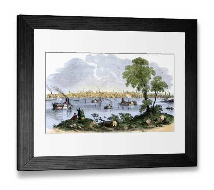 Framed Print : Steamboats on the Mississippi at St. Louis, Missouri Framed Print : Steamboats on the Mississippi at St. Louis, Missouri