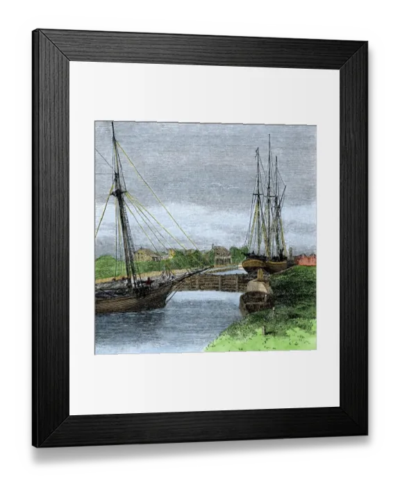 Framed Print : Sault Sainte Marie Canal, US  /  Canada border, 1880s