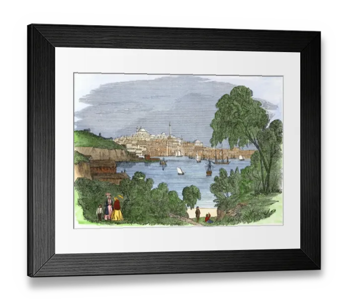 Framed Print : Baltimore harbor, 1850s Framed Print : Baltimore harbor, 1850s