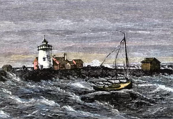 Lighthouse off the Massachusetts coast, 1870s