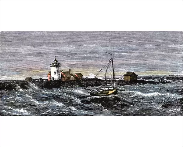 Lighthouse off the Massachusetts coast, 1870s