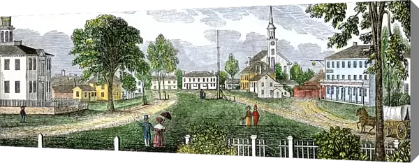 Village green in Concord, Massachusetts, 1830s