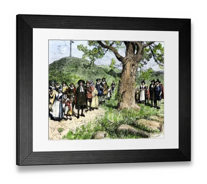 Framed Print : First colonists of Boston, Massachusetts, 1630s Framed Print : First colonists of Boston, Massachusetts, 1630s