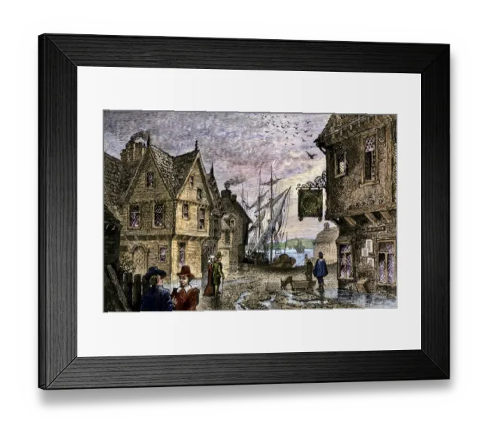 Framed Print : Life in Boston, Massachusetts, 1660s Framed Print : Life in Boston, Massachusetts, 1660s