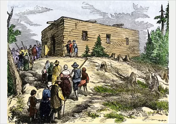 Plymouth colonists going to church