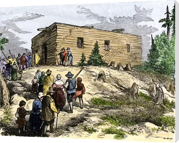 Plymouth colonists going to church
