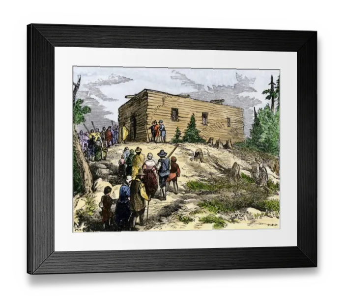 Framed Print : Plymouth colonists going to church Framed Print : Plymouth colonists going to church
