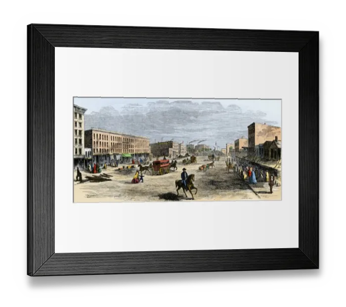Framed Print : Downtown Chicago, 1850s Framed Print : Downtown Chicago, 1850s