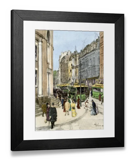 Framed Print : Boston streetcars, 1890s Framed Print : Boston streetcars, 1890s