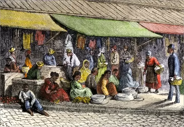 Market in the French Quarter of New Orleans, 1870s
