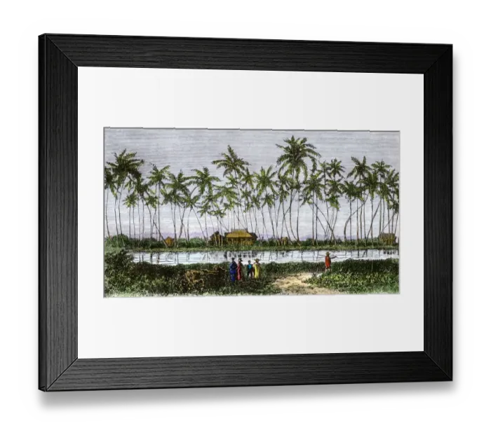 Framed Print : Waikiki village, Hawaii, 1870s Framed Print : Waikiki village, Hawaii, 1870s