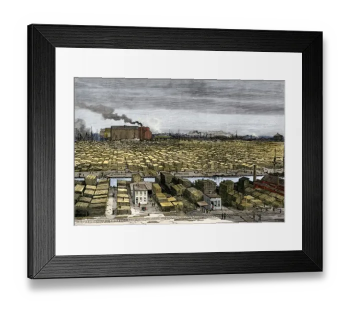 Framed Print : Chicago lumber wharves, 1880s Framed Print : Chicago lumber wharves, 1880s