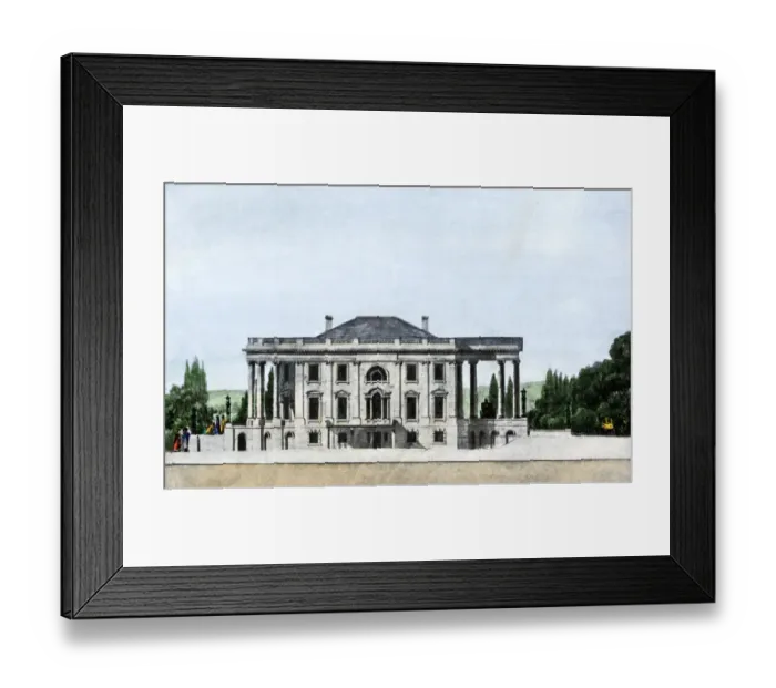 Framed Print : Early view of the White House, 1807