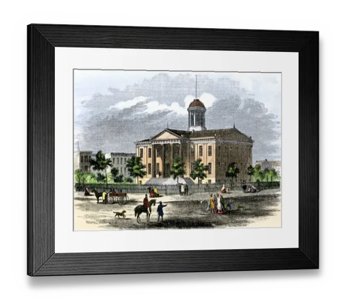 Framed Print : State capitol in Springfield, Illinois, 1850s Framed Print : State capitol in Springfield, Illinois, 1850s