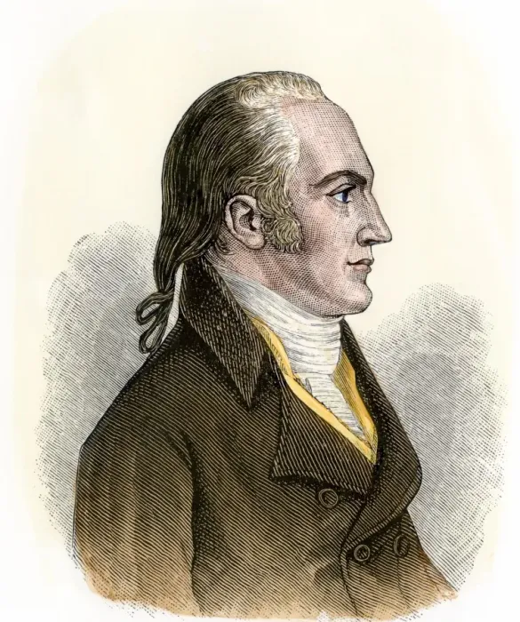 Framed Print : Aaron Burr. Hand-colored woodcut of a 19th-century illustration Framed Print : Aaron Burr. Hand-colored woodcut of a 19th-century illustration